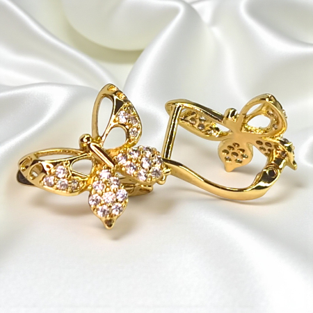 Cercei placați cu aur Corina în formă de fluture cu cristale [5]