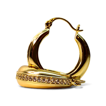 Cercei cu tortita - Cercei cu tortita placati cu aur de 14k incrustati cu cristale albe zirconiu