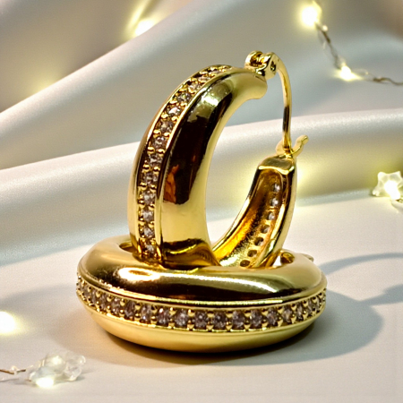 Cercei cu tortita placati cu aur de 14k incrustati cu cristale albe zirconiu [3]