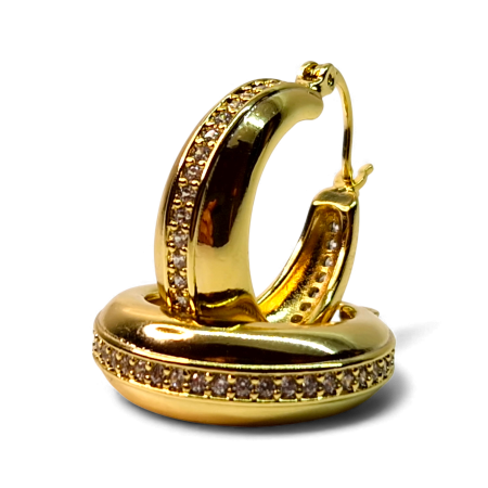 Cercei cu tortita placati cu aur de 14k incrustati cu cristale albe zirconiu [2]