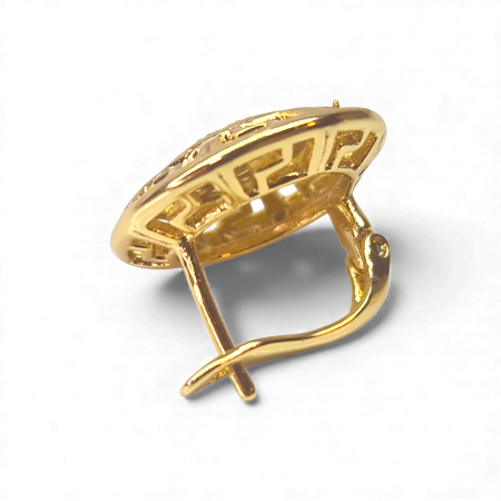 Cercei placați cu aur Darya rotunzi cu model geometric și zirconii strălucitoare [5]