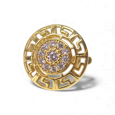 Cercei placați cu aur Darya rotunzi cu model geometric și zirconii strălucitoare [4]