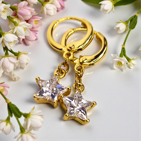 Cercei placați cu aur Delia cu steluțe din cristale strălucitoare [3]