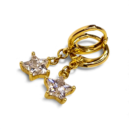 Cadouri femei - Cercei placați cu aur Delia cu steluțe din cristale strălucitoare