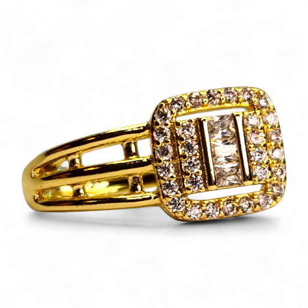 Cercei placați cu aur Denisa cu design pătrat și cristale fine [5]