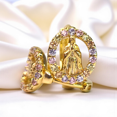 Cercei Eleri placați cu aur cu siluetă sculptată și zirconii pastelate [1]