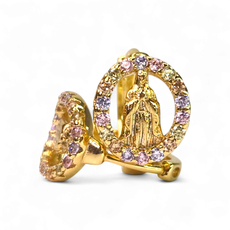 Cercei - Cercei Eleri placați cu aur cu siluetă sculptată și zirconii pastelate