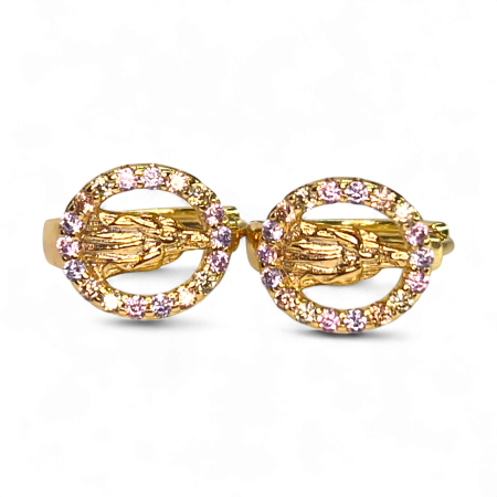 Cercei Eleri placați cu aur cu siluetă sculptată și zirconii pastelate [4]