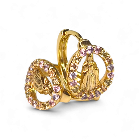 Cercei Eleri placați cu aur cu siluetă sculptată și zirconii pastelate [2]