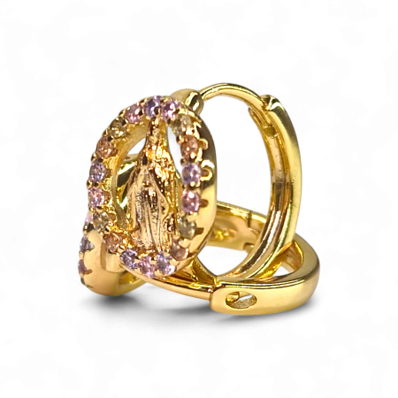 Cercei Eleri placați cu aur cu siluetă sculptată și zirconii pastelate [6]