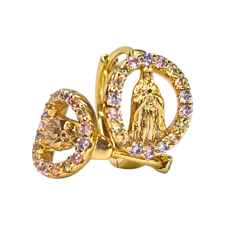 Cercei Eleri placați cu aur cu siluetă sculptată și zirconii pastelate [7]