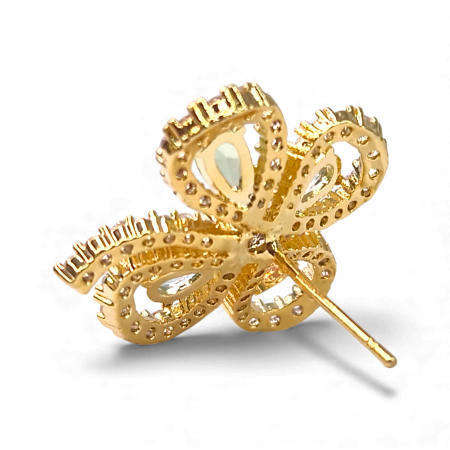 Cercei in forma de trifoi cu patru foi placat cu aur de 14k si incrustat cu cristale multicolore [2]