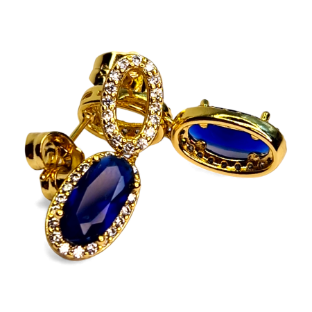 Cercei placați cu aur Emilia Blue cu pietre albastre și cristale [2]