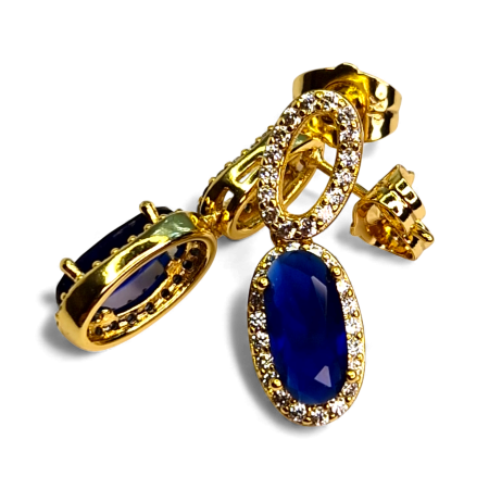 Cercei placați cu aur Emilia Blue cu pietre albastre și cristale [6]