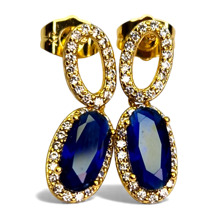 Cercei placați cu aur Emilia Blue cu pietre albastre și cristale [4]