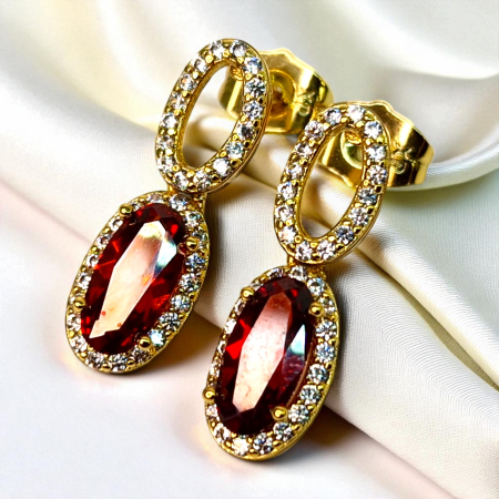 Cercei placați cu aur Emilia Red – Eleganță vibrantă [7]