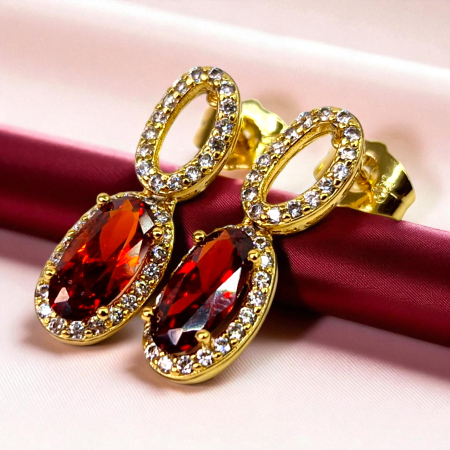 Cercei placați cu aur Emilia Red – Eleganță vibrantă [3]