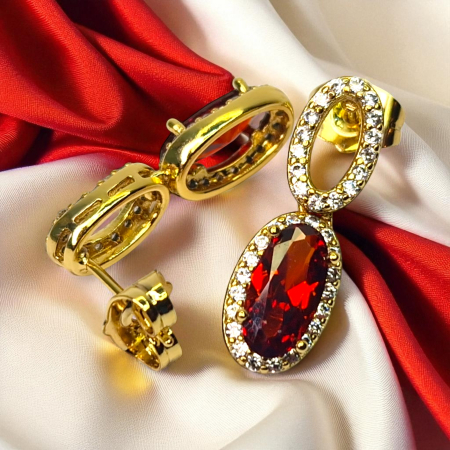 Cercei placați cu aur Emilia Red – Eleganță vibrantă [5]