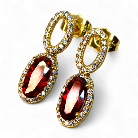 Cercei placați cu aur Emilia Red – Eleganță vibrantă [6]