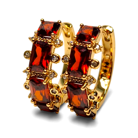 Cercei rotunzi placati cu aur de 18k cu cristale de culoarea chihlimbarului si zirconii albe [4]