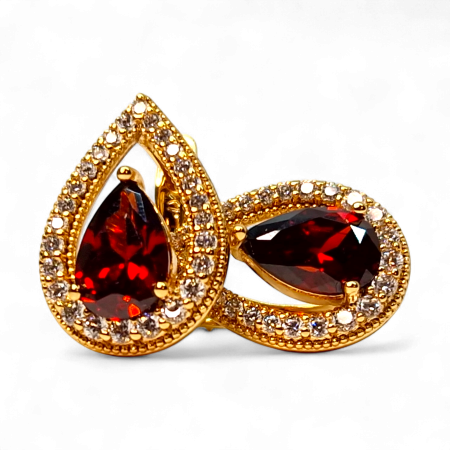 Cercei de ocazie - Cercei placați cu aur Francesca Red – eleganță și pasiune