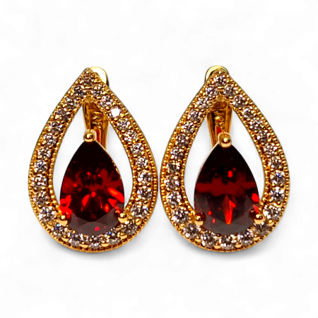 Cercei placați cu aur Francesca Red – eleganță și pasiune [2]