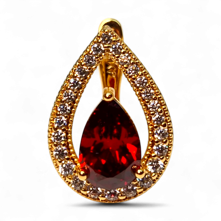 Cercei placați cu aur Francesca Red – eleganță și pasiune [6]