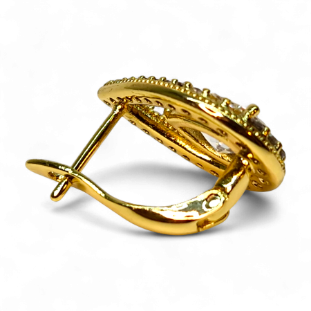 Cercei placați cu aur Francesca White în formă de lacrimă cu cristal mare [6]