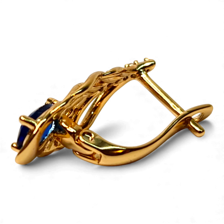 Cercei Giuliana Blue placați cu aur cu zirconie albastră și design tip frunză [6]