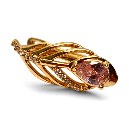 Cercei Giuliana Pink placati cu aur cu cristale roz și petale sculptate [4]