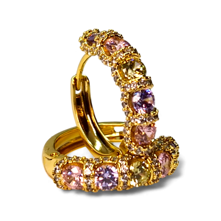 Cercei Gloria cu zirconii pastelate și design auriu elegant – MyBijoux [6]