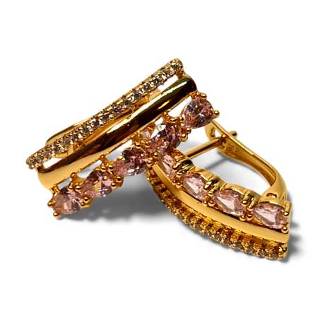 Cercei placati cu aur Jessica Pink [2]