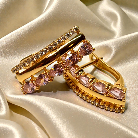 Cercei placati cu aur Jessica Pink [5]