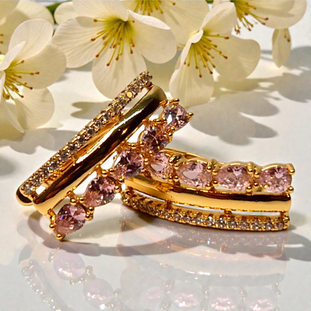 Cercei placati cu aur Jessica Pink [3]