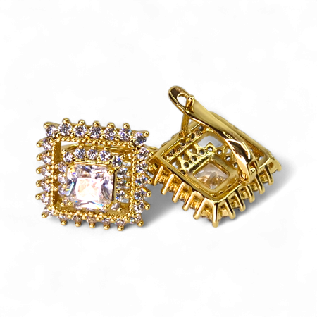 Cercei Katherine placați cu aur cu cristal pătrat zirconiu [2]