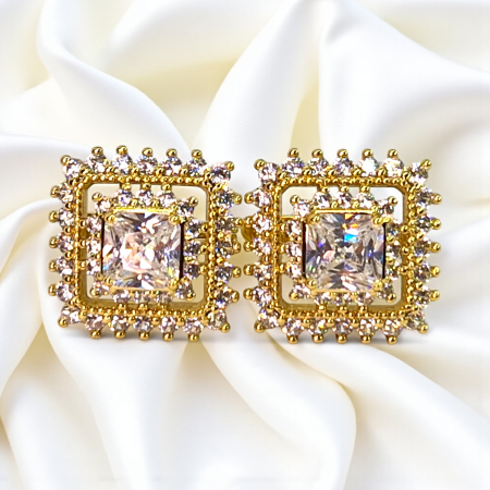 Cercei Katherine placați cu aur cu cristal pătrat zirconiu [5]