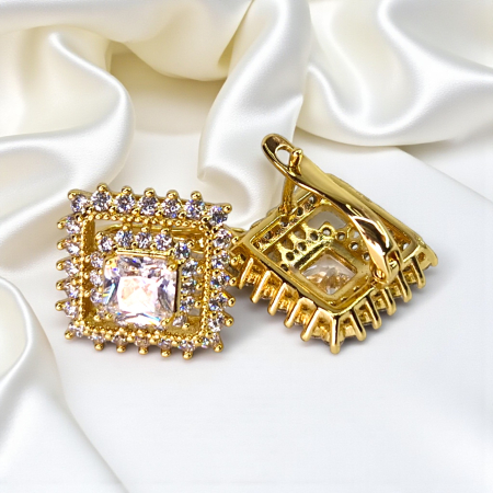 Cercei Katherine placați cu aur cu cristal pătrat zirconiu [3]
