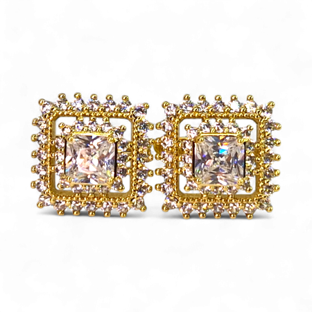 Cercei Katherine placați cu aur cu cristal pătrat zirconiu [4]