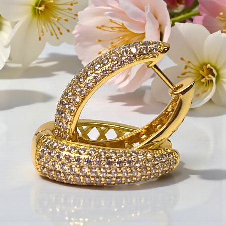 Cerceii kendra placati cu aur de 14k incrustati cu zirconii albe [1]