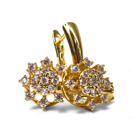 Cercei de ocazie - Cercei eleganti placati cu aur de 14k cu cristale albe zirconiu