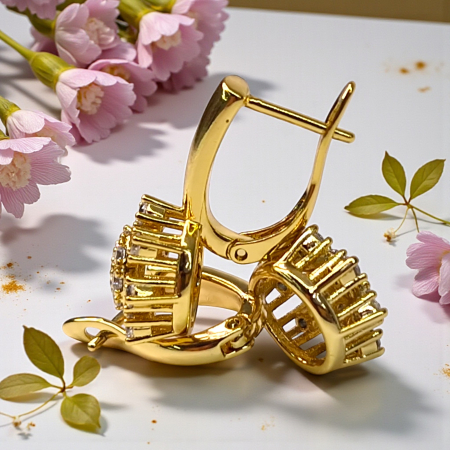 Cercei eleganti placati cu aur de 14k cu cristale albe zirconiu [5]