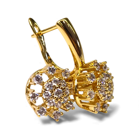 Cercei eleganti placati cu aur de 14k cu cristale albe zirconiu [2]