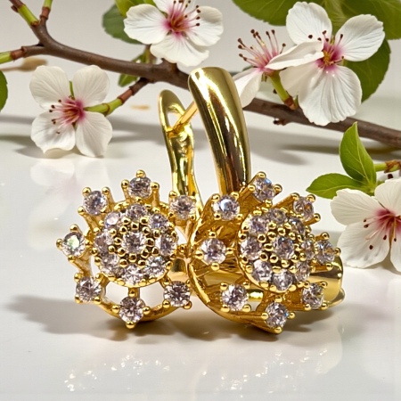 Cercei eleganti placati cu aur de 14k cu cristale albe zirconiu [1]