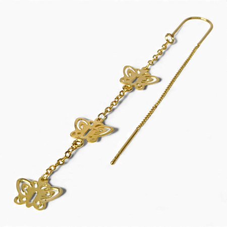 Cercei Liana placati cu aur cu fluturi pe lanț lung [5]