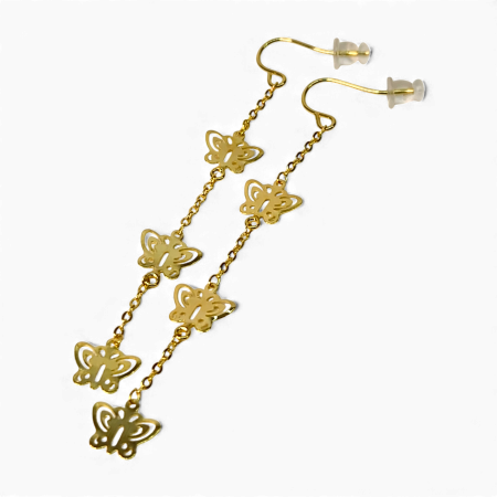 Cercei Lydia placați cu aur cu fluturi delicati suspendați [2]