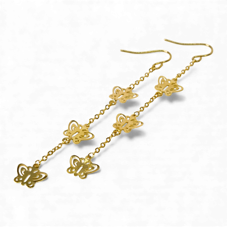 Cercei Lydia placați cu aur cu fluturi delicati suspendați [4]