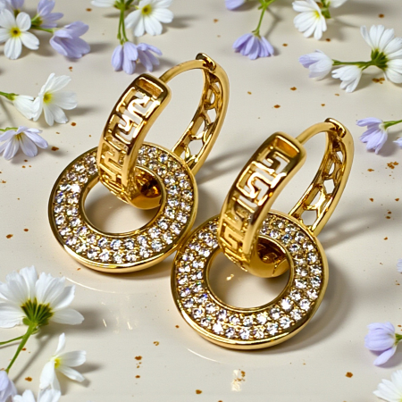 Cercei Olivia placați cu aur 18K cu zirconii [1]