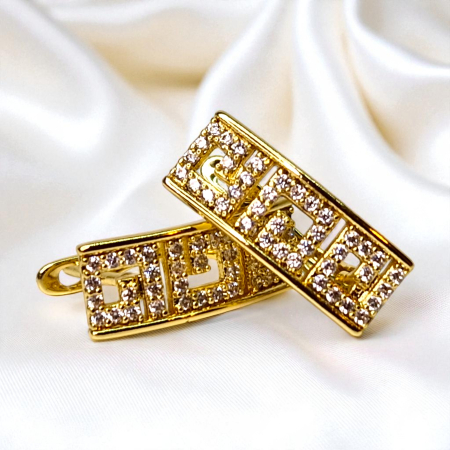 Cercei placați cu aur Ramya cu design geometric și cristale [3]