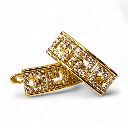 Cercei placați cu aur Ramya cu design geometric și cristale [2]