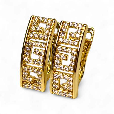 Bijuterii Placate cu Aur - Cercei placați cu aur Ramya cu design geometric și cristale